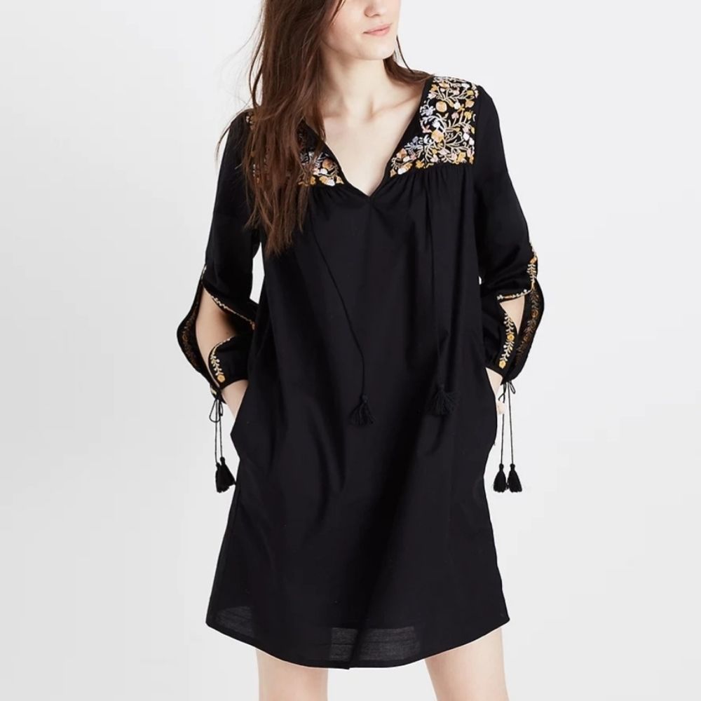 Madewell Embroidered Slit-Sleeve Dress